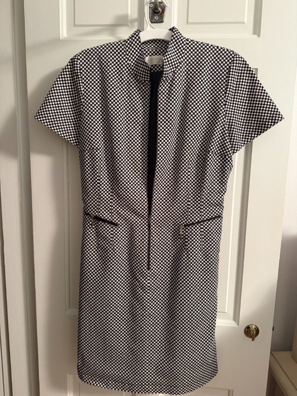 Vintage Dana Buchman Dress Black White Checkered Cotton Mod Dress